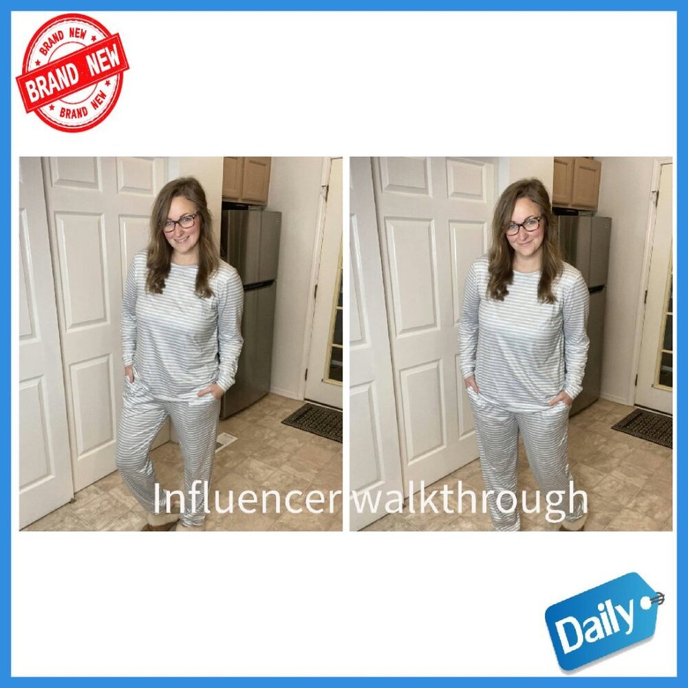 Soft Long Sleeve Pajama Set with Pockets, 2-Pack Jogger Lounge Wear - Picture 6 of 8